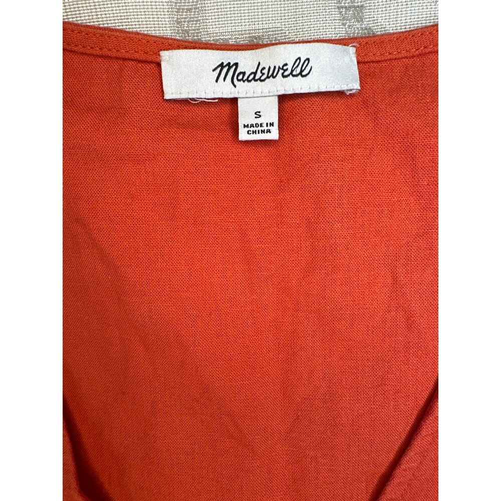 Madewell Linen-Blend Flutter-Sleeve Peplum Top size s - Picture 6 of 8